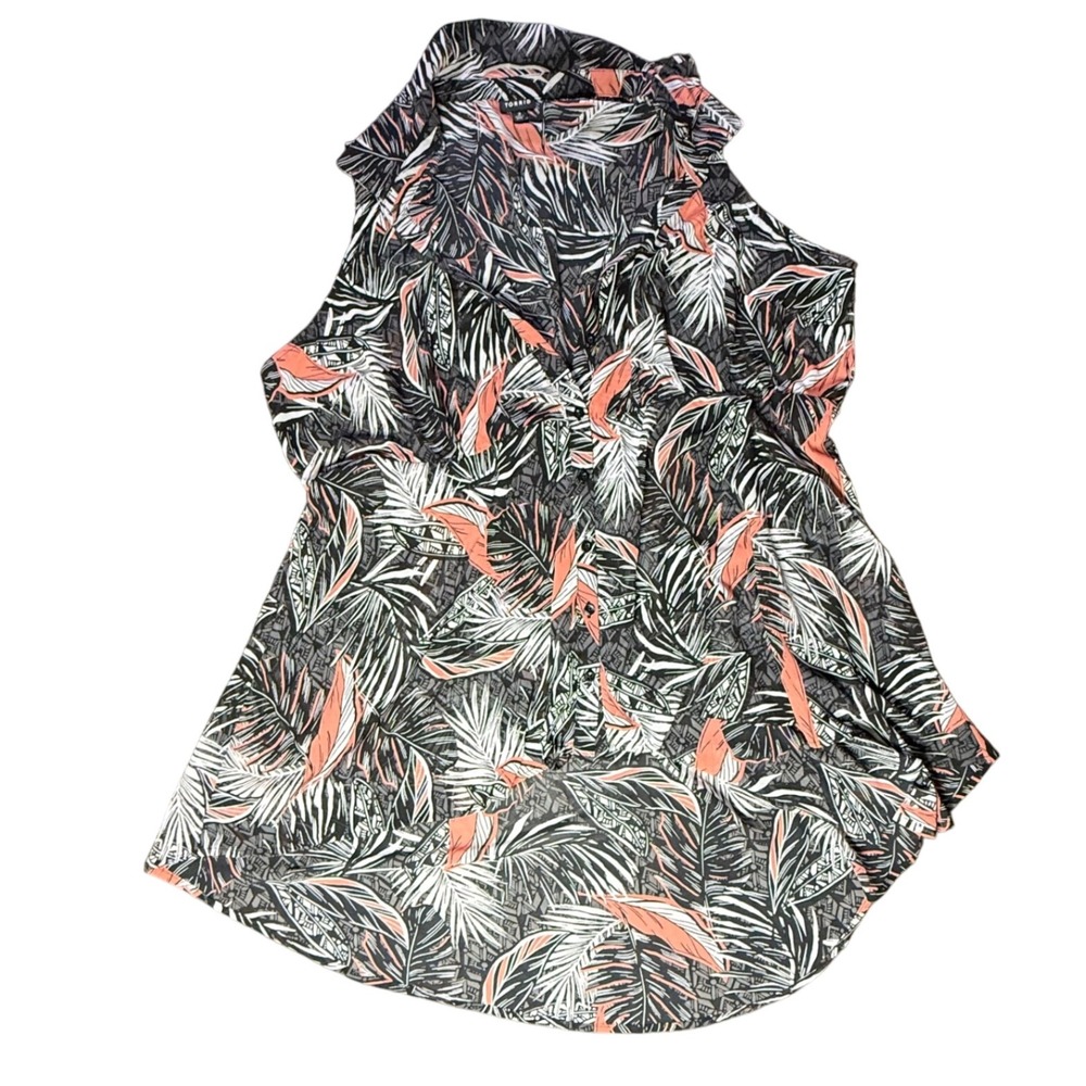 Torrid Palm Print Button Up Sleeveless Top Plus Size Tropical Cruise 3